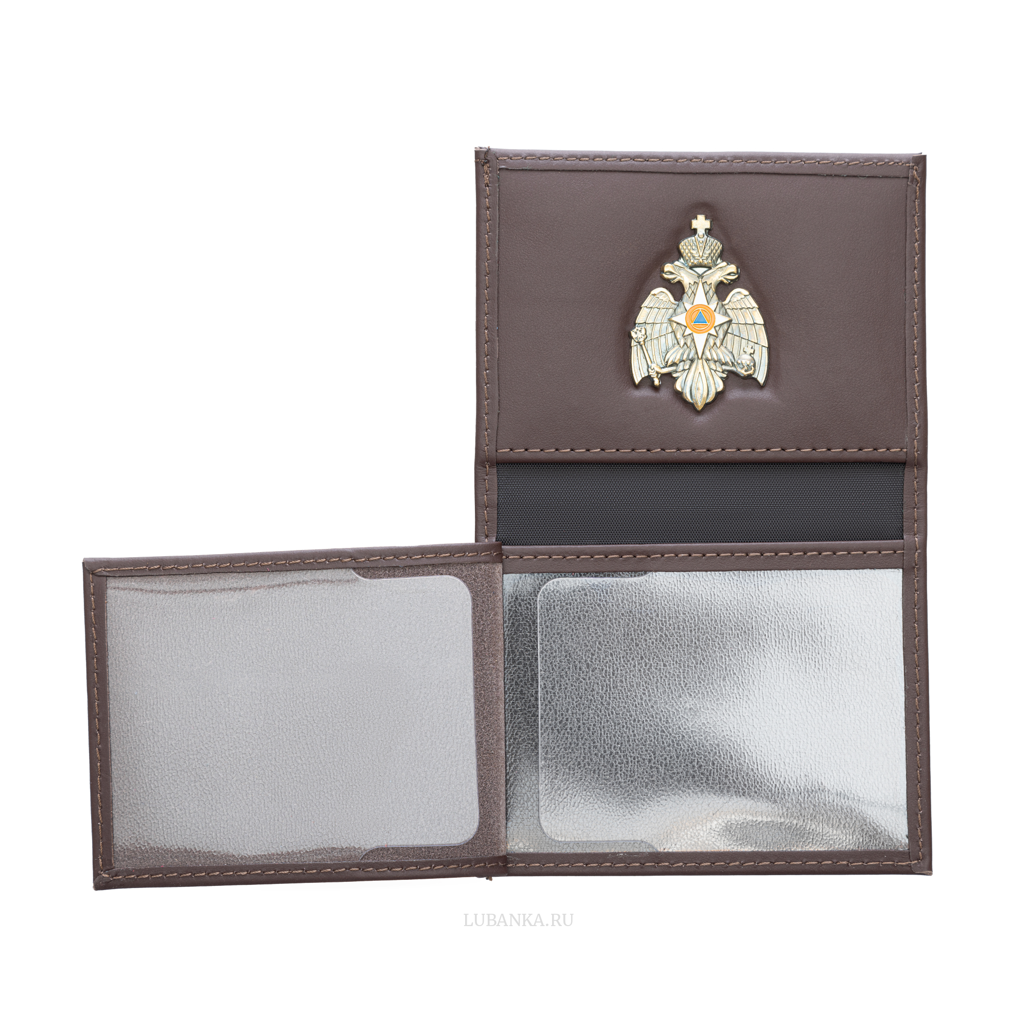 Обложка для удостоверения МЧС с жетоном коричневая