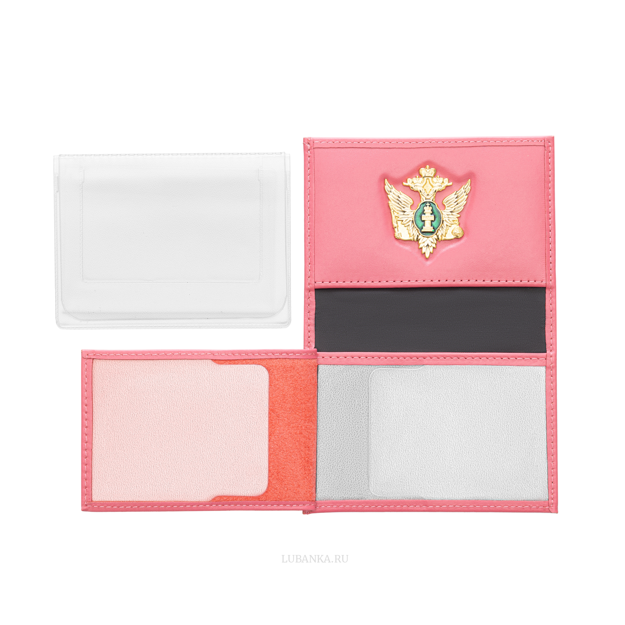 Обложка для автодокументов МинЮст с жетоном розовая