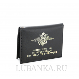 Обложка для удостоверения МВД с жетоном черная