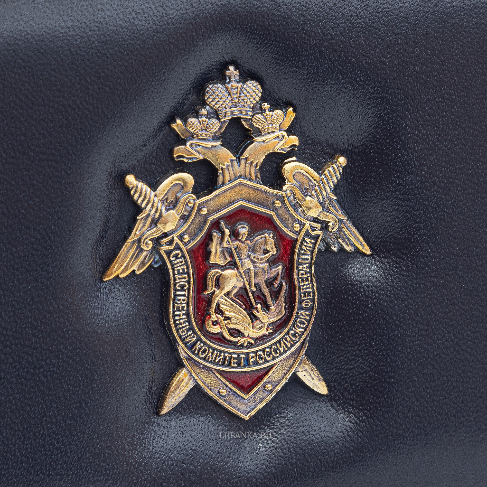 Обложка для удостоверения СКР с жетоном узкая пухлая тёмно синяя
