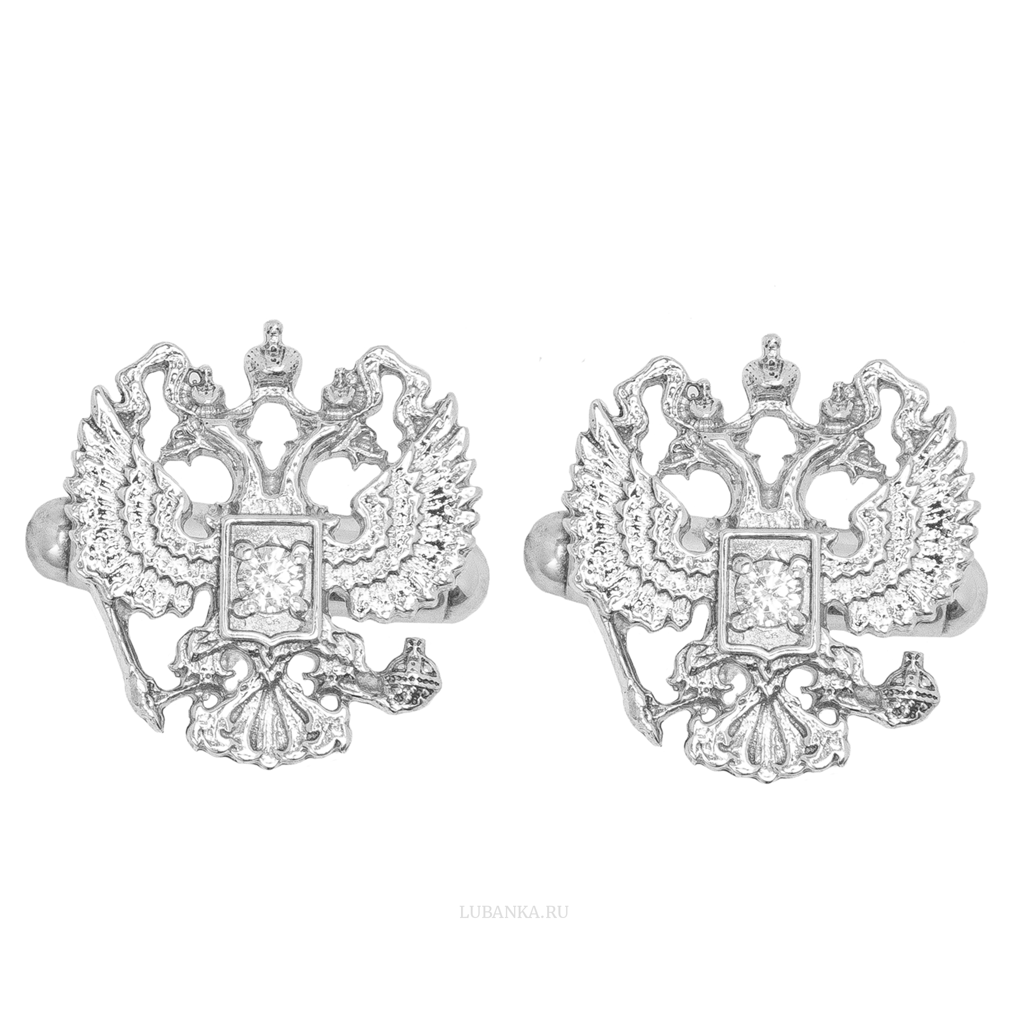 Запонки Герб России серебро