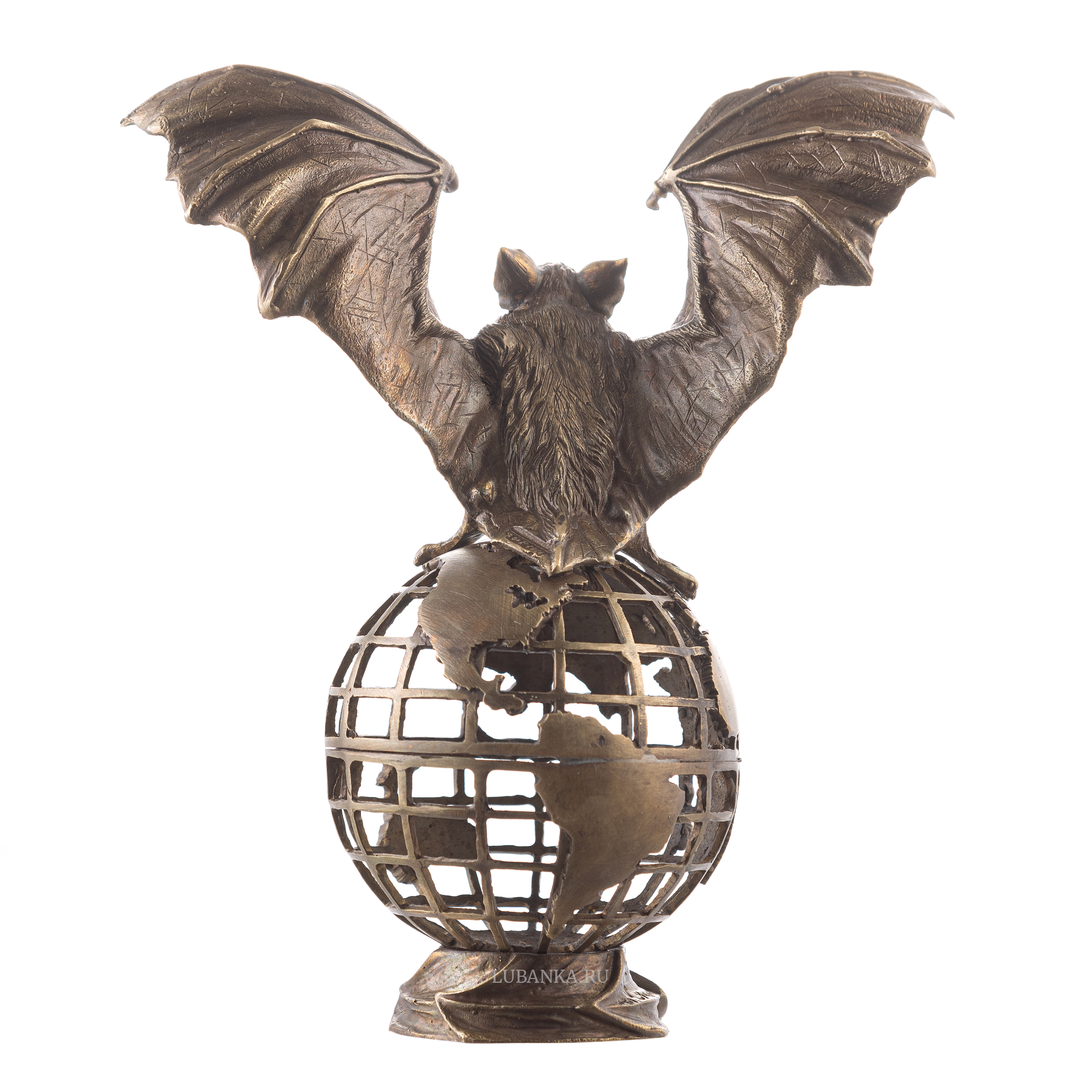 Бронзовая статуэтка Летучая мышь на земном шаре