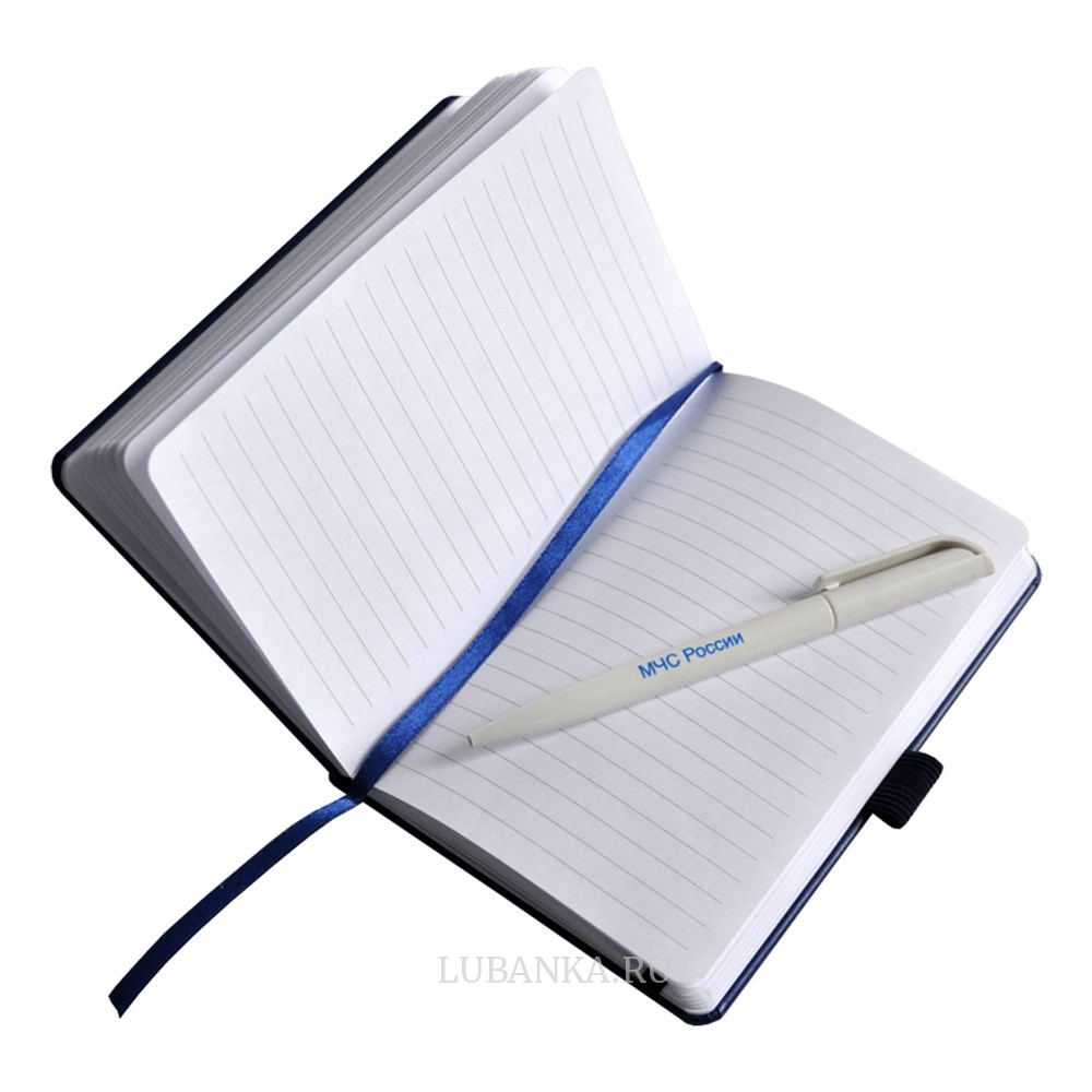 Блокнот с ручкой МЧС темно синий