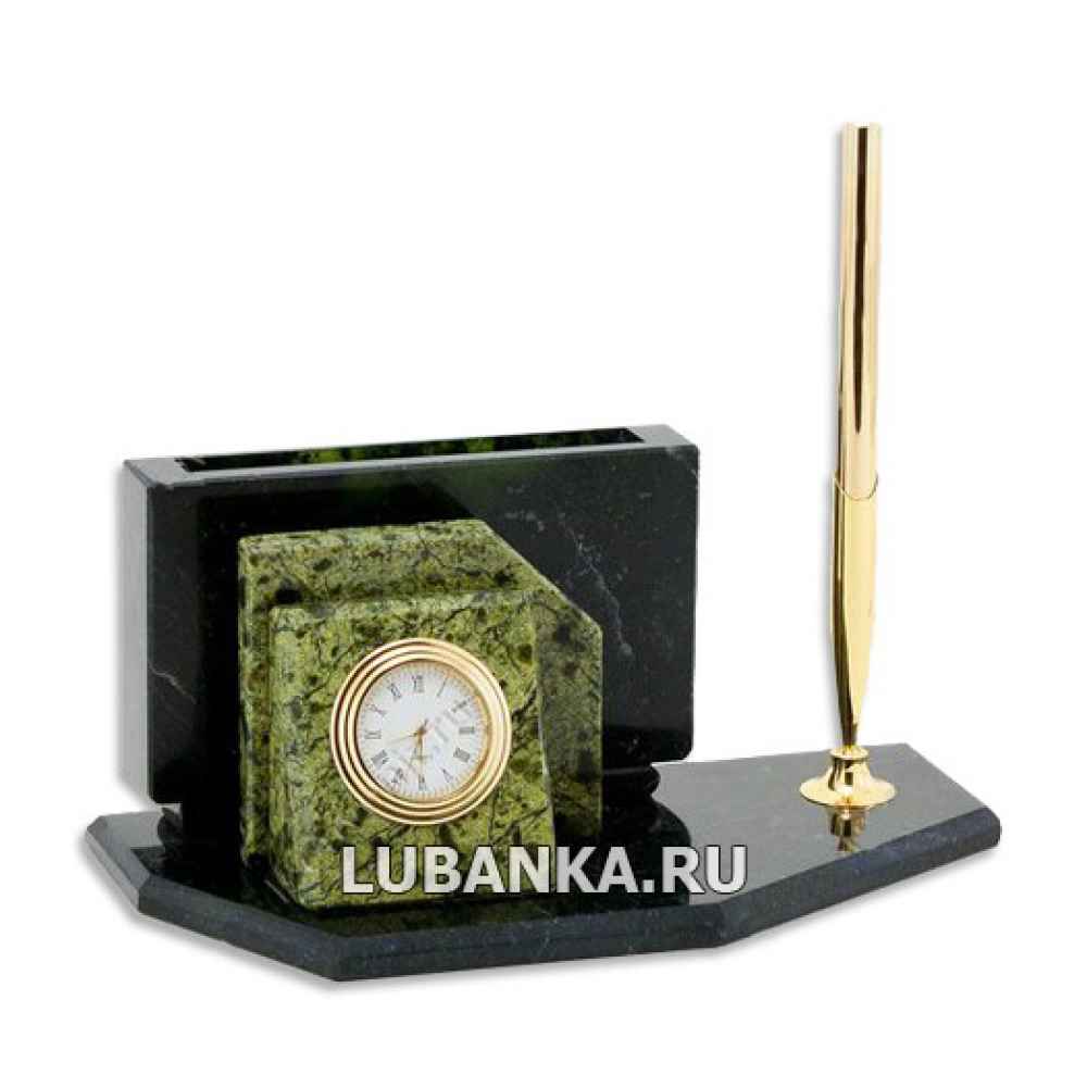 Настольный набор для руководителя «Часы» из камня