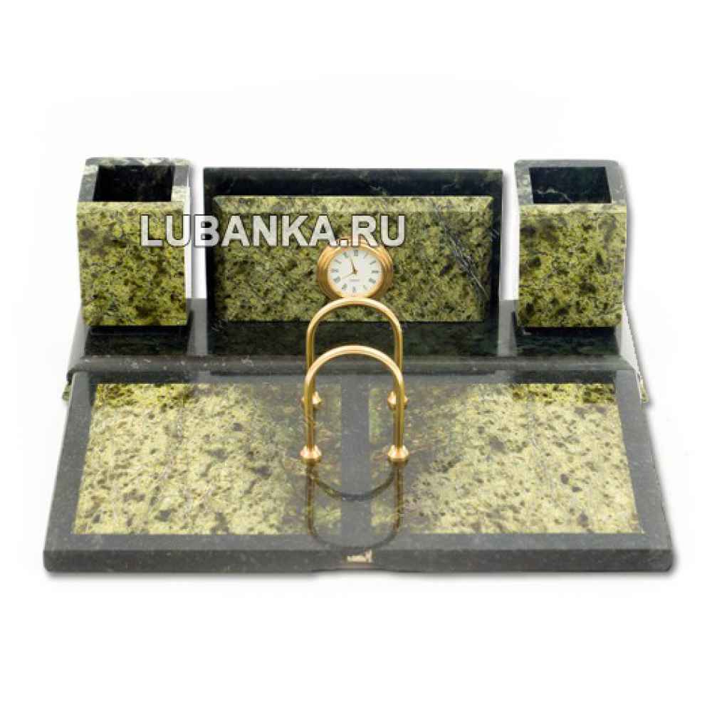 Настольный набор для руководителя «Часы» из камня