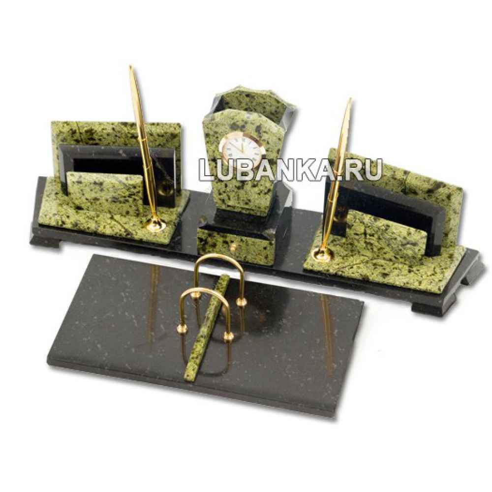 Настольный набор для руководителя «Часы» из камня