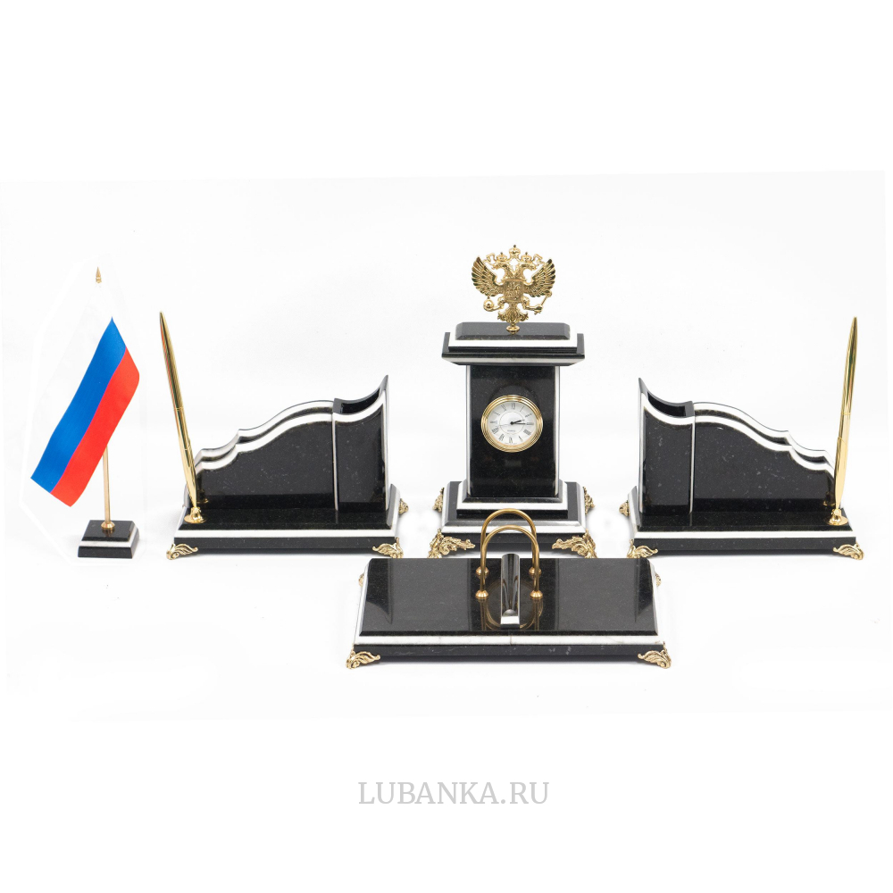 Настольный набор «Герб» змеевик мрамор