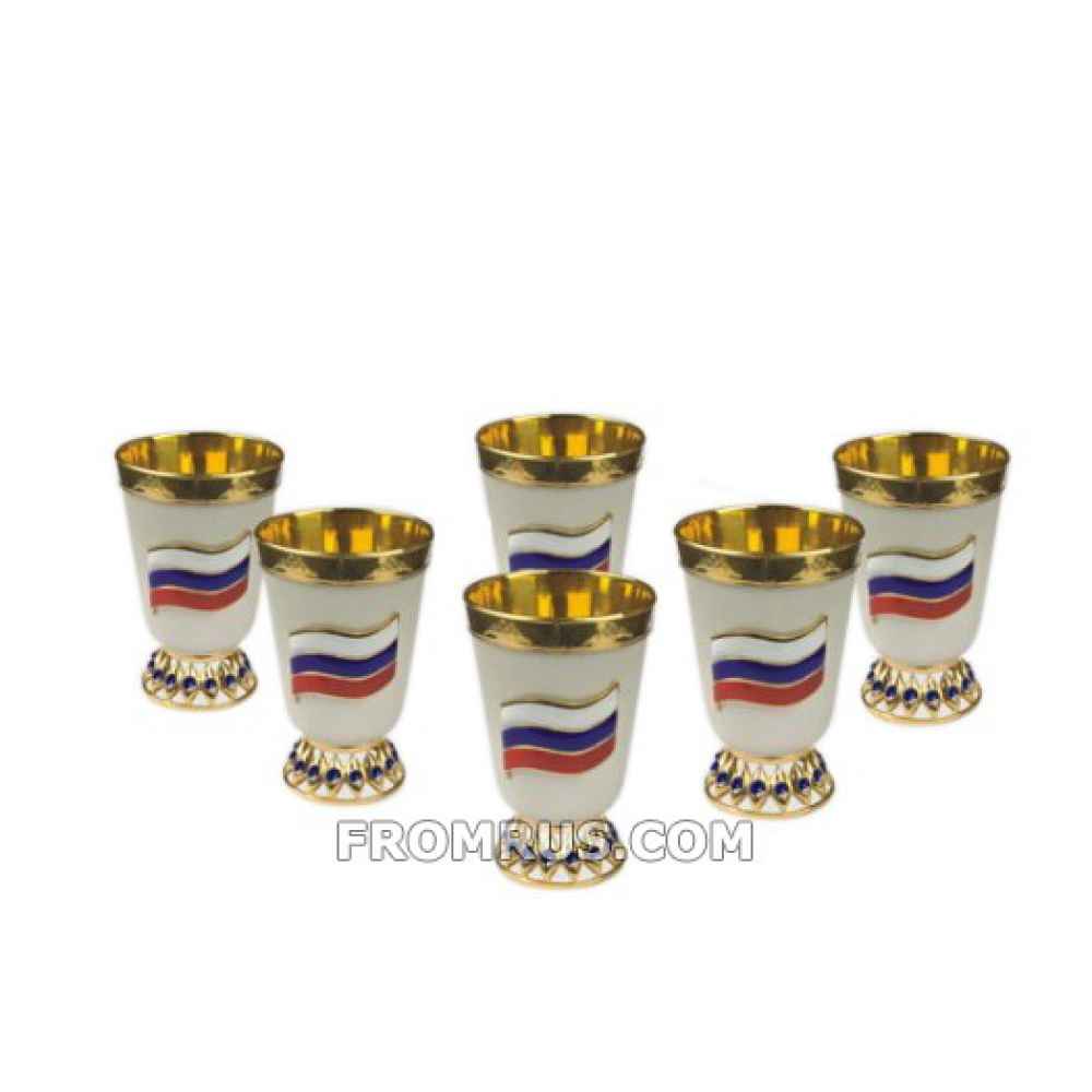 Стопки для коньяка «Флаг России», серебро