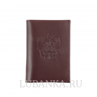 Обложка для автодокументов Россия с жетоном бордовая